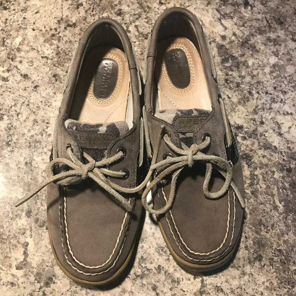 SPERRY TOP SIDER GRAY CAMO WOMENS BOAT SHOES SIZE 6